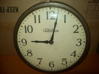 TWO Vtg 30s - 40s TELECHRON Wall Clocks School Industrial Shop 13  and 16 - 1/2 5