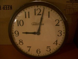 TWO Vtg 30s - 40s TELECHRON Wall Clocks School Industrial Shop 13  and 16 - 1/2 6