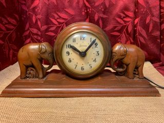 Vintage Sessions Elephant Mantel Clock Art Deco Face