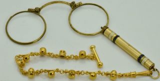 Victorian 18k Gold Plated Memento Mori Skulls&bones Pocket Watch Chain&lorgnette