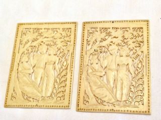 Antique French Dieppe Hand Carved Panels: Possibly From A Pin Cushion