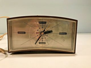 Vintage Mid Century Mod General Electric 7355k Clock Alarm Wood Grain Starburst