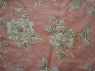 Vintage French Pink With Grey Roses 100 Silk Pair Curtains.