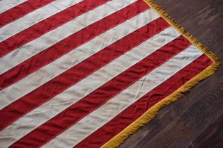 WWII Era 48 Star American Flag / Gold Knotted Fringe / Parade Banner Sewn & Pole 6