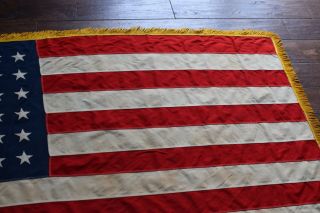 WWII Era 48 Star American Flag / Gold Knotted Fringe / Parade Banner Sewn & Pole 7
