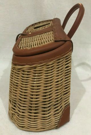 Vintage Old Fishing Creel Basket w/ Lure Primitive Father ' s Day Rustic Cabin 2