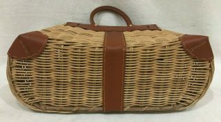 Vintage Old Fishing Creel Basket w/ Lure Primitive Father ' s Day Rustic Cabin 4