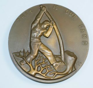 Worker Bronze Medal Modernist Art Deco Social Realism Wpa Style Signed