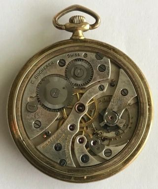ANTIQUE C.  Bucherer 14k Solid Gold 19j Running Pocket Watch Estate Find NR 5