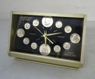 Marion Kay Numismatic The Ambassador Last Us Silver Coinage Vtg Desk Coin Clock