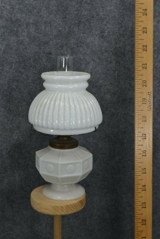 Lamp Oil Kerosene Miniature 9 " Gone With The Wind Shade Milk Glass 19th Antique