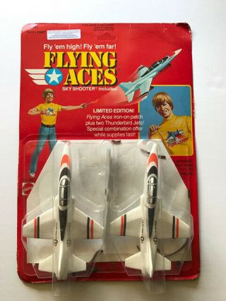 Htf Flying Aces Airplane Thunderbird Jets Mattel 1975 On Card Iron - On Patch