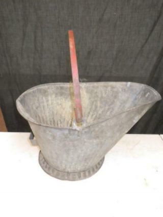 Antique Ash Coal Scuttle Metal Bucket Vintage 100 Intact 16