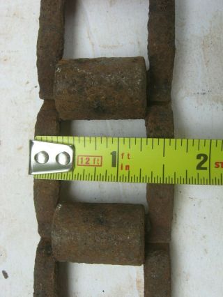 Vtg 10 Ft Farm Implement Rusty Square Flat Link Chain Steampunk Light Metal Art 3