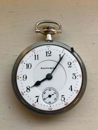 16s South Bend Pocket Watch,  17j Model 1,  291 Grade,  Philly Silverode Case 2