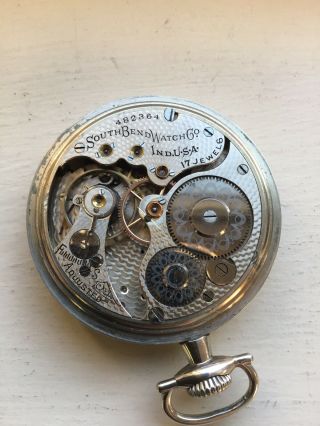 16s South Bend Pocket Watch,  17j Model 1,  291 Grade,  Philly Silverode Case 5