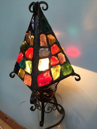 Vintage 1950 Peter Marsh Coloured Rock Table Lamp