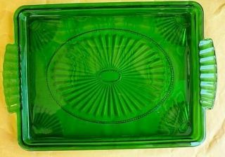 Vintage Art Deco Emerald Green Glass Tray 1930s