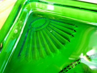 Vintage Art Deco Emerald Green Glass Tray 1930s 3