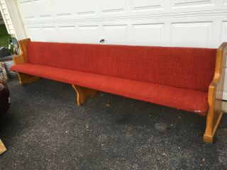 Church Pews Long Wooden Bench Solid Oak Red Cushion Padded 12 