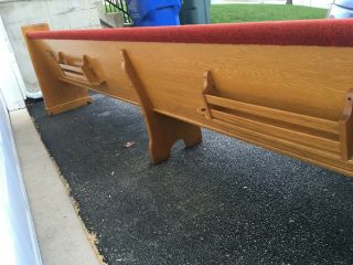 church pews long wooden bench solid oak red cushion padded 12 ' long 22 available 5
