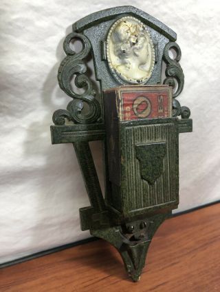 Old House Find Vintage Victorian Cameo Cast Iron Match Box Holder Match Safe 3