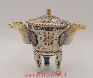 Collectible Handmade Carving Brass Cloisonne Incense Burners Flower 2