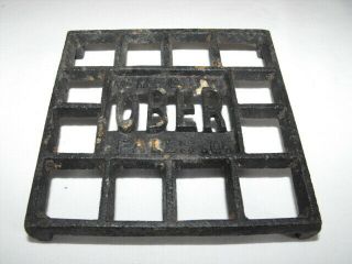 Vintage Ober Chagrin Falls Ohio Footed Cast Iron Trivet Square Rare Advertising