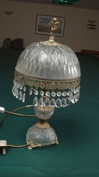 Victorian Style Ornate Glass Table Lamp Gilt Brass Fittings