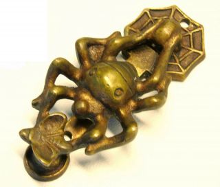 Rare Antique/Vintage Tiffany Era Bronze Victorian Spider Web & Fly Door Knocker 5