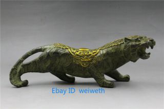 Old Chinese Bronze Gilded Handwork Money Tiger Statue W Xuande Makrs