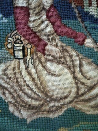 The SHEPHERDESS Vintage French Cluny Floral Sheep Finished Completed NEEDLEPOINT 6