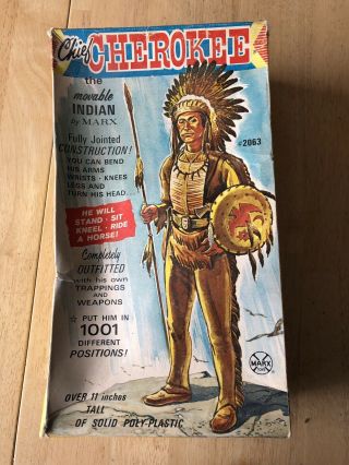 Vintage Toy Chief Cherokee The Action Indian 2063 By Marx W/ Box & Equiptment