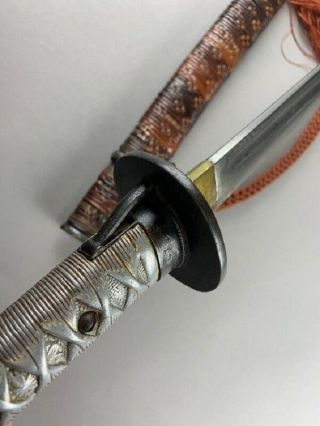 WWII Japanese NCO Military Sword,  with rare Bamboo wrapping scabbard 12