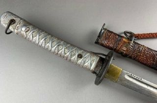 WWII Japanese NCO Military Sword,  with rare Bamboo wrapping scabbard 3