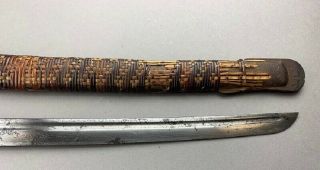 WWII Japanese NCO Military Sword,  with rare Bamboo wrapping scabbard 6