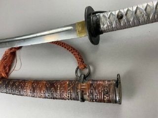WWII Japanese NCO Military Sword,  with rare Bamboo wrapping scabbard 8