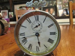 Waterbury Spasmodic Alarm Clock Running Antique Collectible