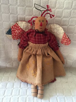 Primitive Raggedy Ann Angel Doll Liberty Folk Art Americana Patriotic July 4th 2