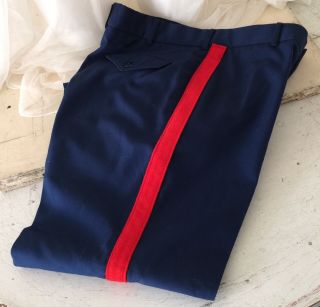 Usmc Dress Blues Pants Trousers Blood Stripes Sz 36 L Altered Inseam 31” Excell