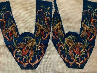 2 9th CENTURY VICTORIAN BEADWORK BEADED BERLIN WOOLWORK SHOE PANELS 3