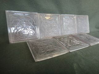 Set Of 7 Antique Frank Lloyd Wright Luxfer Prism Glass Factory Tiles