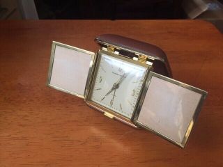 Vintage Phinney - Walker Travel Alarm Clock German With Folding Photo Frames -