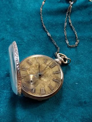 Antique M.  I.  Tobias 18kt.  Gold Key Pocket Watch 13 Jewels W/engraved Face