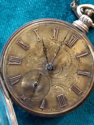 Antique M.  I.  TOBIAS 18kt.  Gold Key Pocket Watch 13 Jewels w/Engraved Face 3