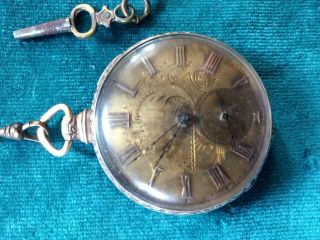 Antique M.  I.  TOBIAS 18kt.  Gold Key Pocket Watch 13 Jewels w/Engraved Face 5