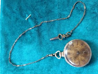 Antique M.  I.  TOBIAS 18kt.  Gold Key Pocket Watch 13 Jewels w/Engraved Face 6
