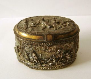 A Very Heavily Embossed 19th Century French Metal Jewellery Box