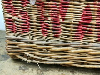 Vintage Wicker Swanage Laundry Basket leather straps Logs Storage 5
