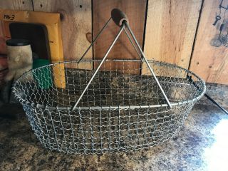 Vintage Large Metal Wire Egg Gathering Basket